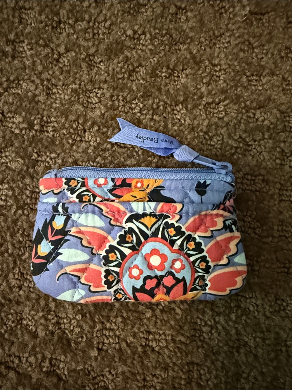Real Vera Bradley Quilted Floral Zip Coin Purse - Lavender Multi